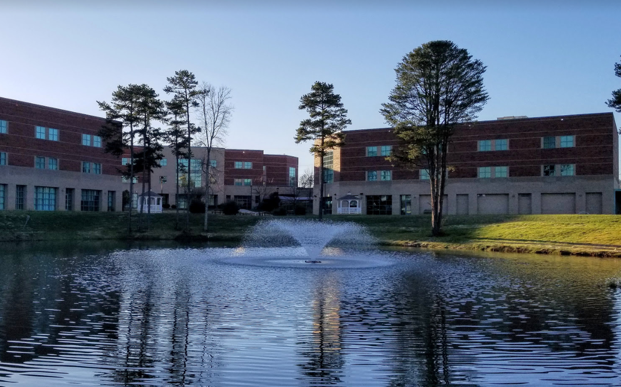 The South Campus Pond with Fountain.