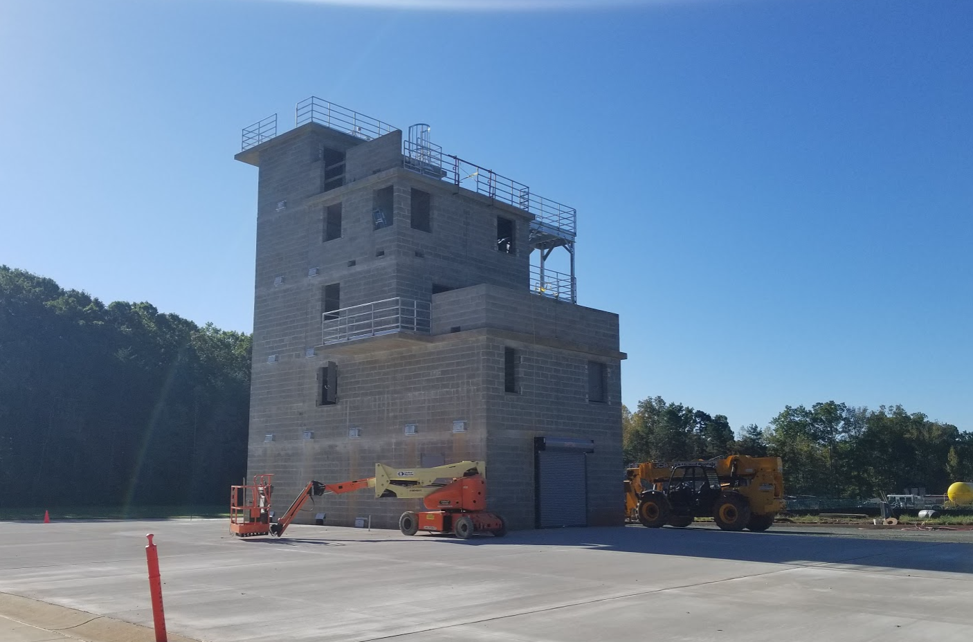 The Fire Training Tower nears completion.